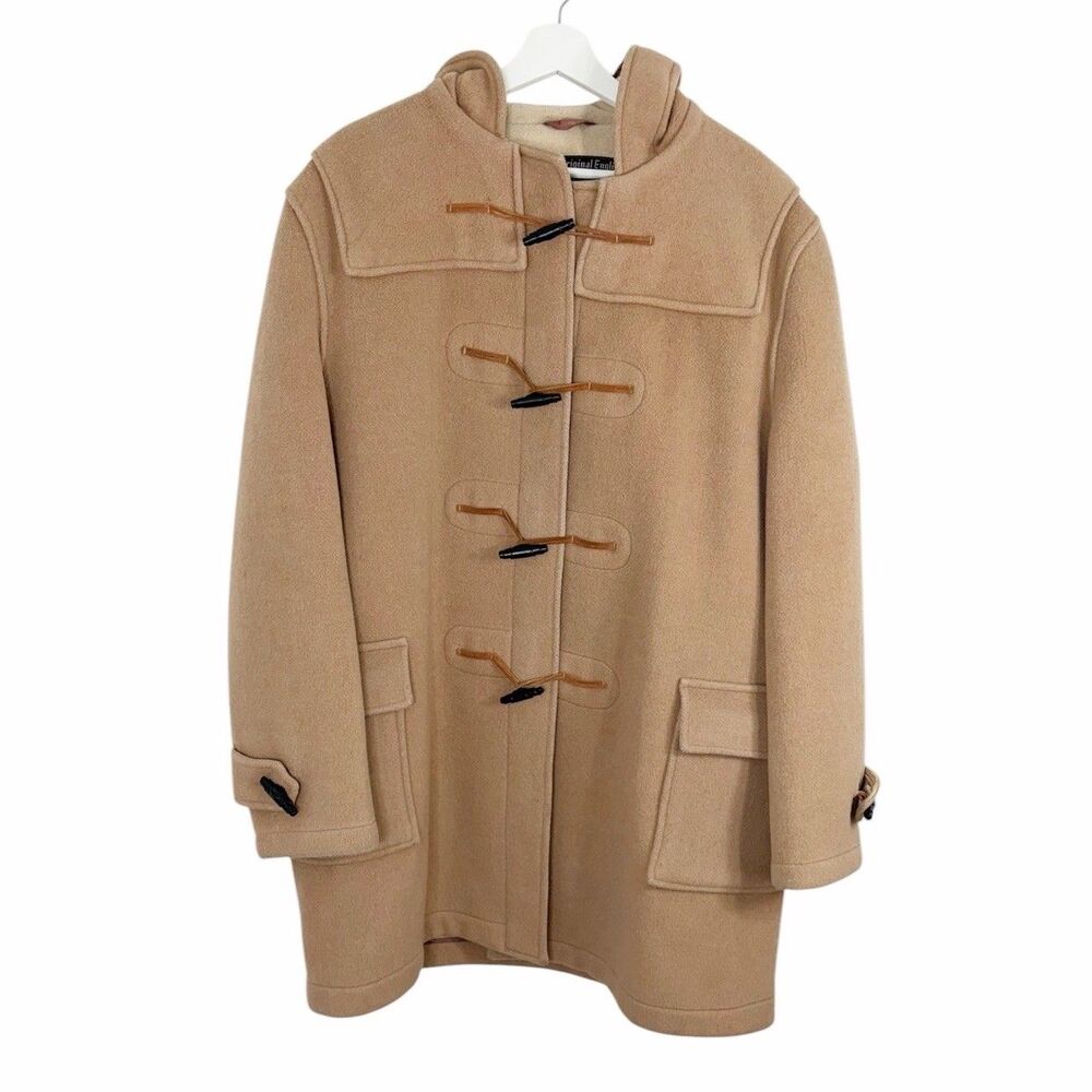 Gloverall Dolomite Wool Duffle Coat Beige Size 44 Mens Classic Imperfect Vintage
